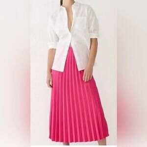J. Crew Gwyneth Pleated Midi Satin Slip Skirt Pink Medium